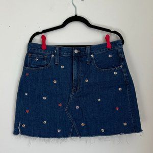 Embroidered Blue Denim Skirt